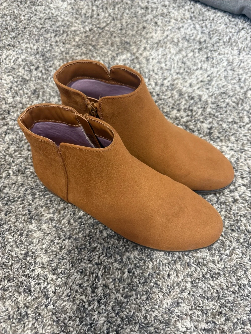 Cat & Jack Girls' Tan Suede-Look Ankle Boots